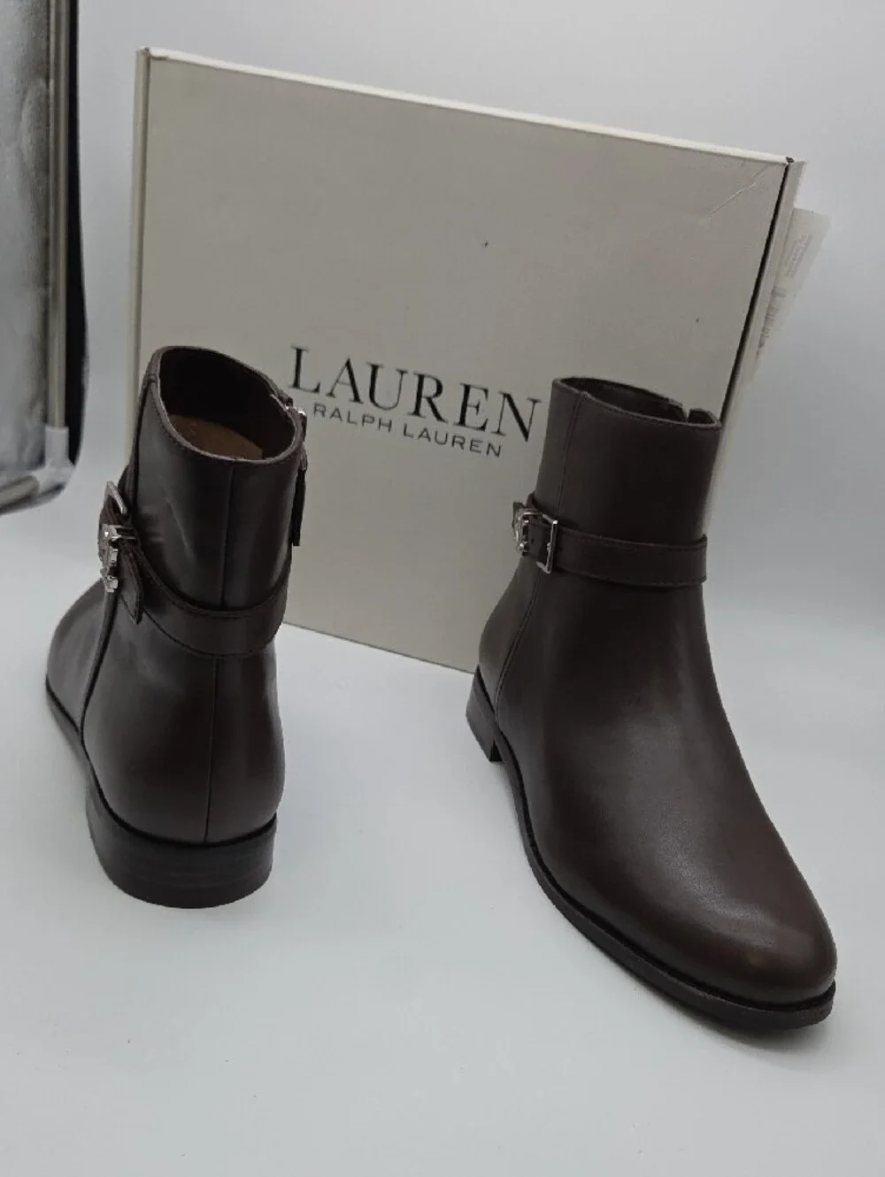 Lauren Ralph Lauren Dark Brown Leather Ankle Boots